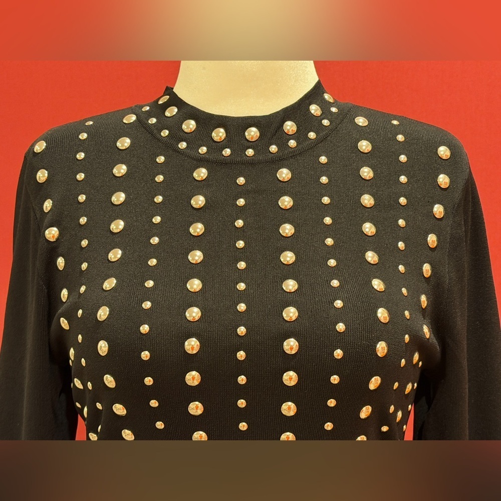 INC International Concepts Black Studded Long Sleeve Dress - NWT - Picture 2 of 15